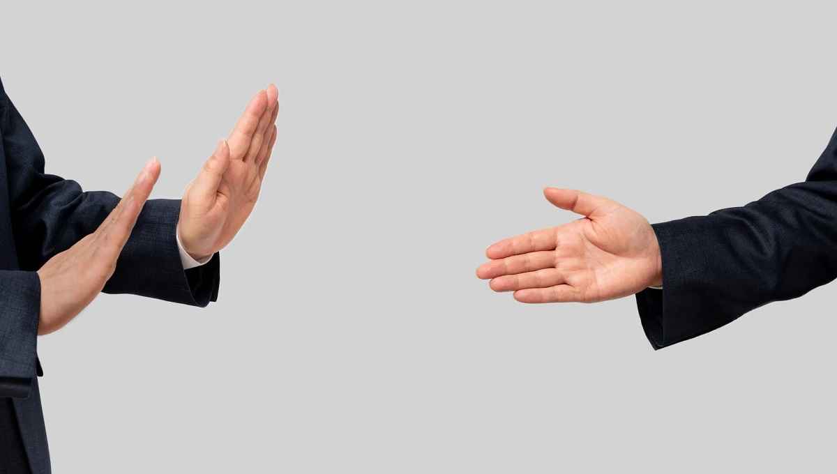 denied business handshake