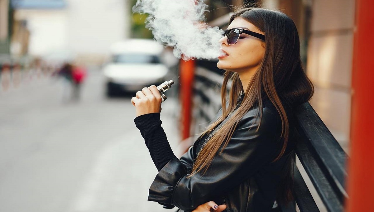 young woman vaping