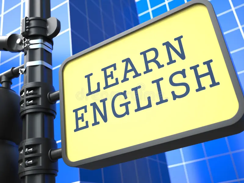 learning language english concept waymark blue background 30765535
