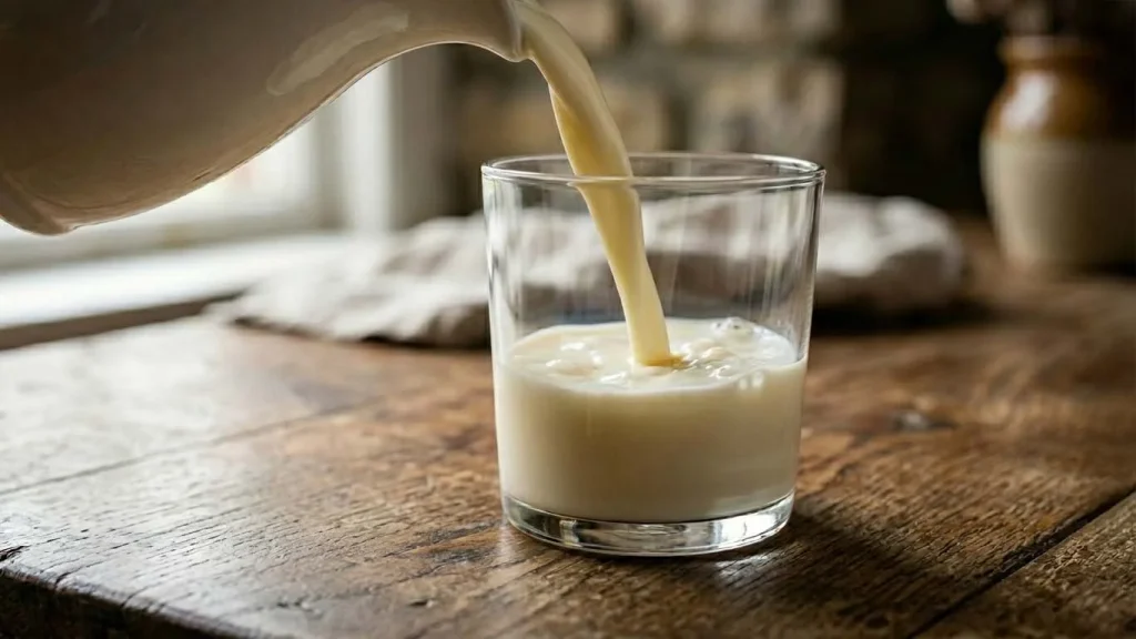 raw milk pouring glass farmhouse 1