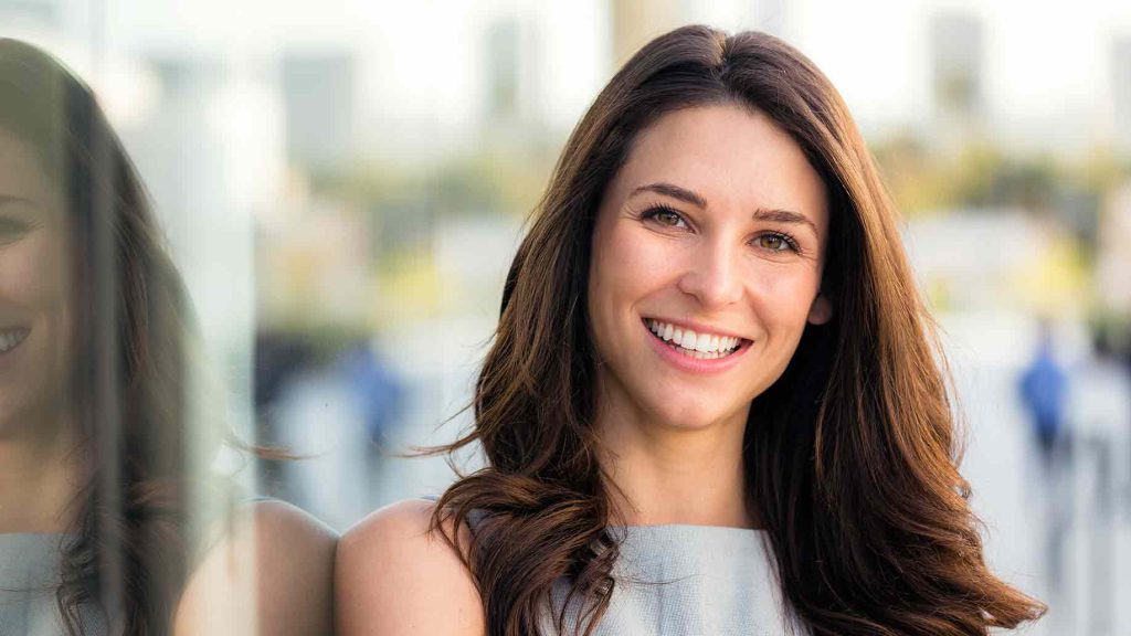 naturally beautiful woman perfect white teeth