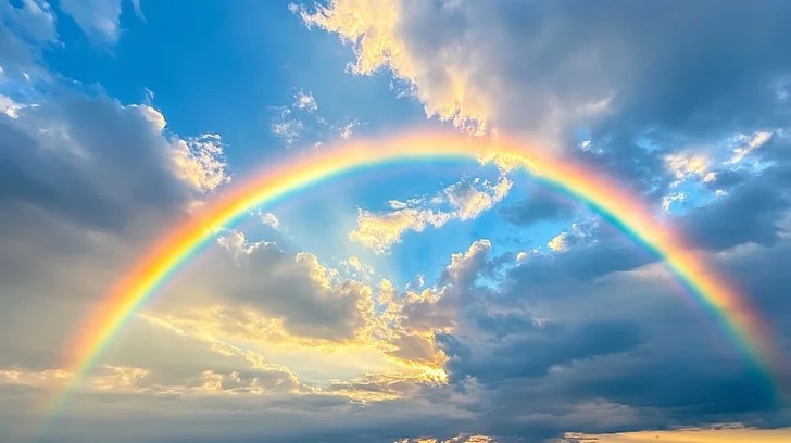 vibrant rainbow sky stockcake